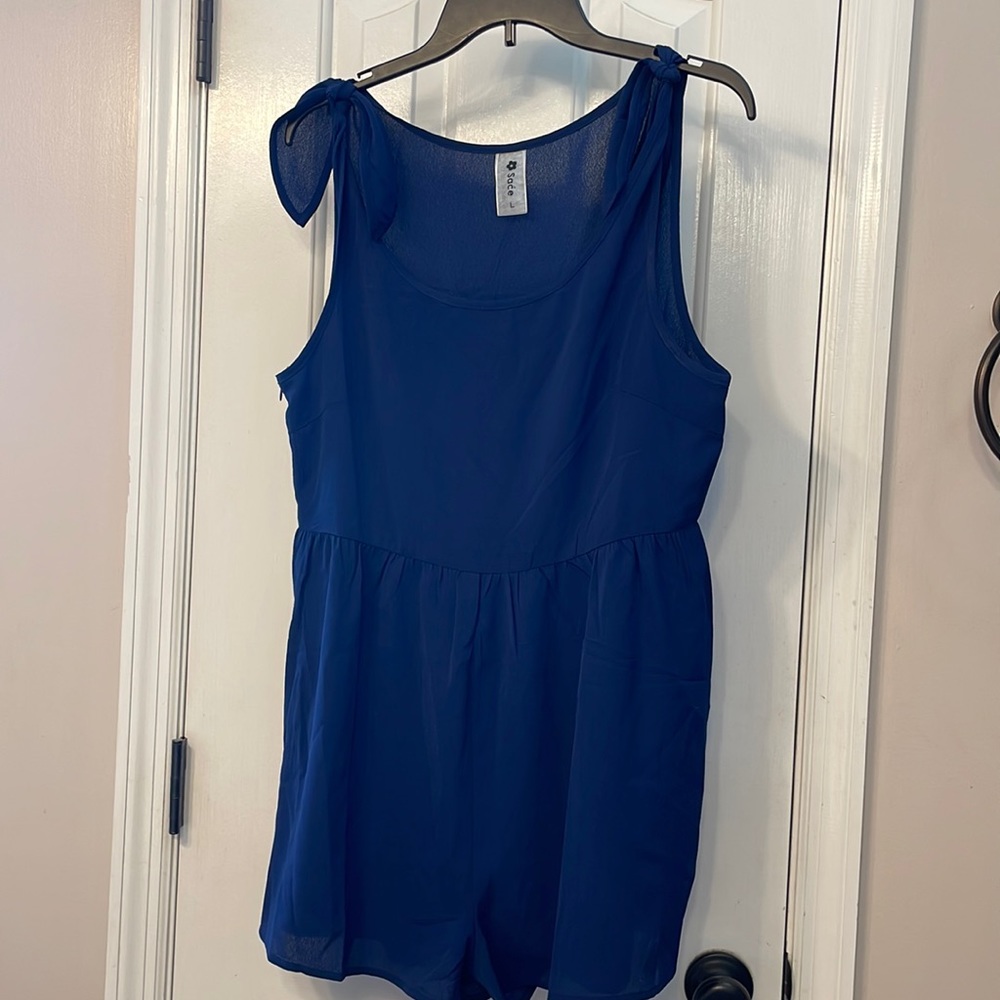 NWOT Navy tie top romper